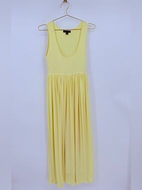 Ann Taylor Yellow Midi Dress Size Medium Sleeveless Flowy Summer Dress